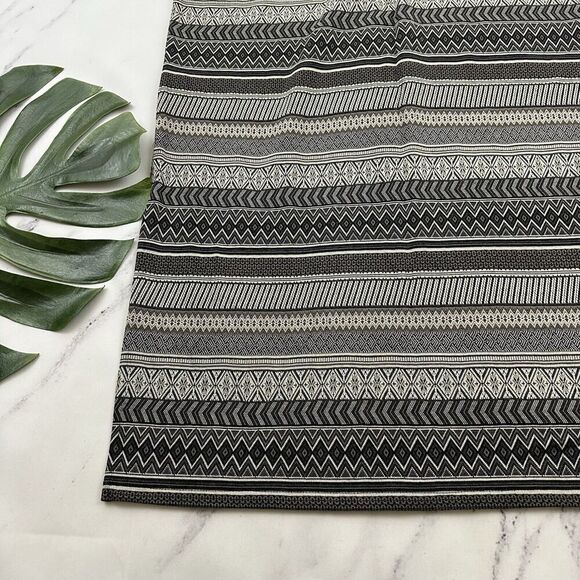 J Jill Knit Midi Skirt Size L Gray Black Stripe Pull On Side Slit Pencil Stretch - Picture 10 of 10